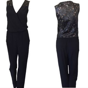 Cache Black faux leather jumpersuit  size 10